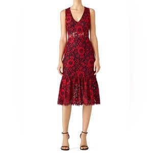 Alexia Admor XS Red Lace Flounce Dress